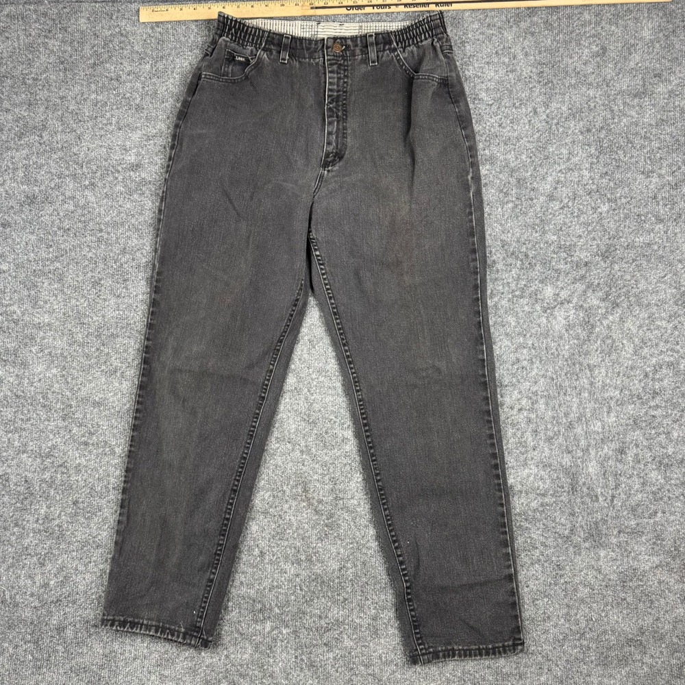 Lee Jeans Womens Size 28 Faded Black High Waisted Elastic Side Tapered Leg Mom
